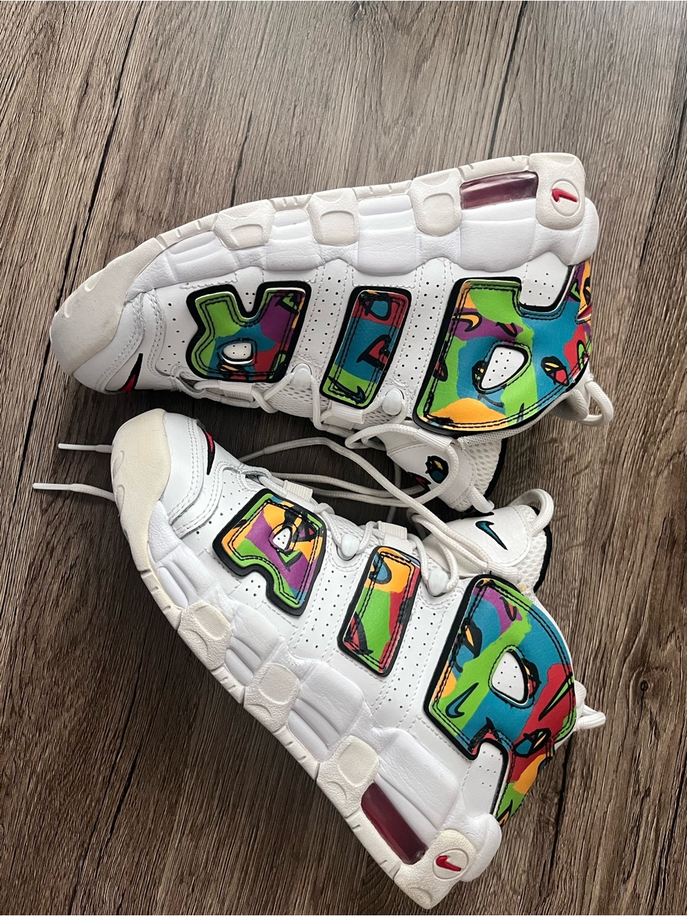 Nike  White Sneakers with Multicolor 'AIR' Graphics